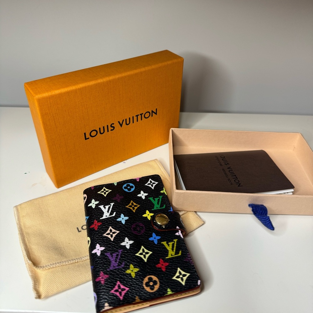 SOLD Louis Vuitton Murakami Monogram Black Multicolor Card Case